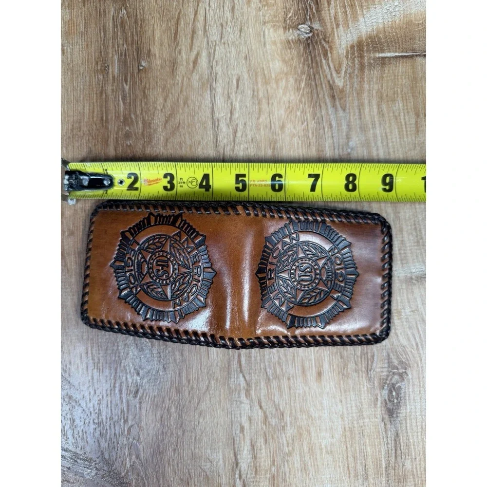 New VINTAGE Buxton US AMERICAN LEGION Handmade Wallet Billfold GENUINE LEATHER